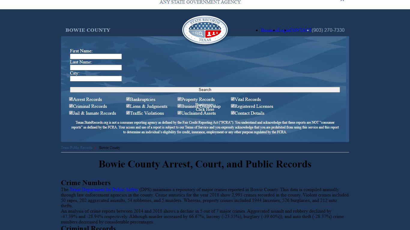 Bowie County Arrest, Court, and Public Records